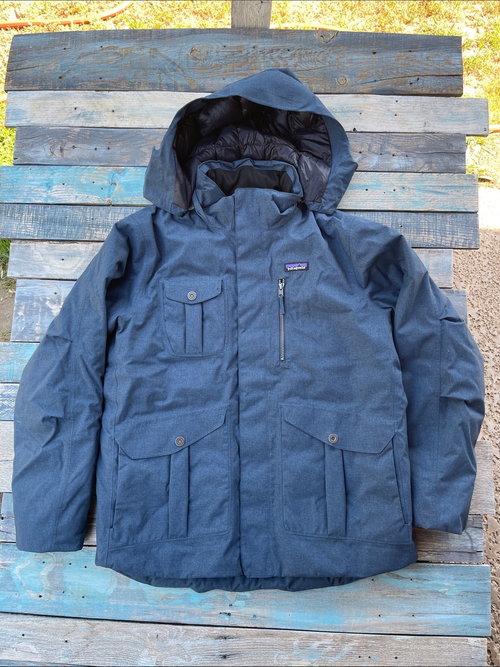 Patagonia Hawke’s Bay 28581 FA14 Men's L Hooded Puffer Jacket - Teal Blue